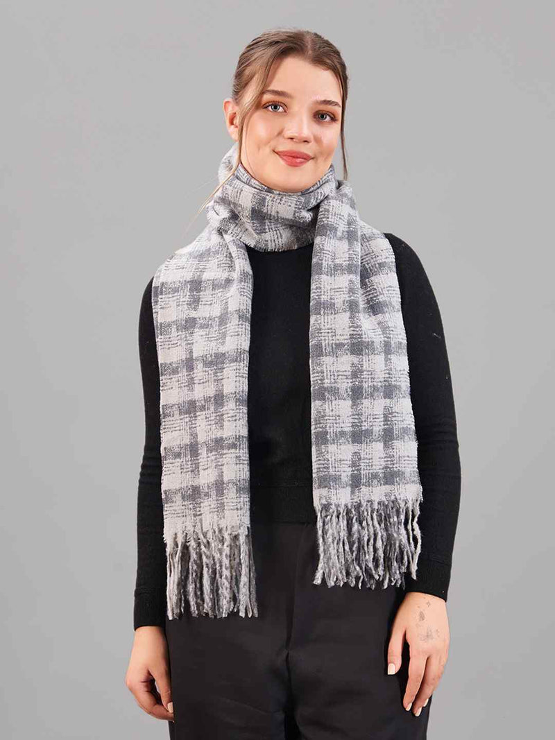 Grey Check Woolen Muffler