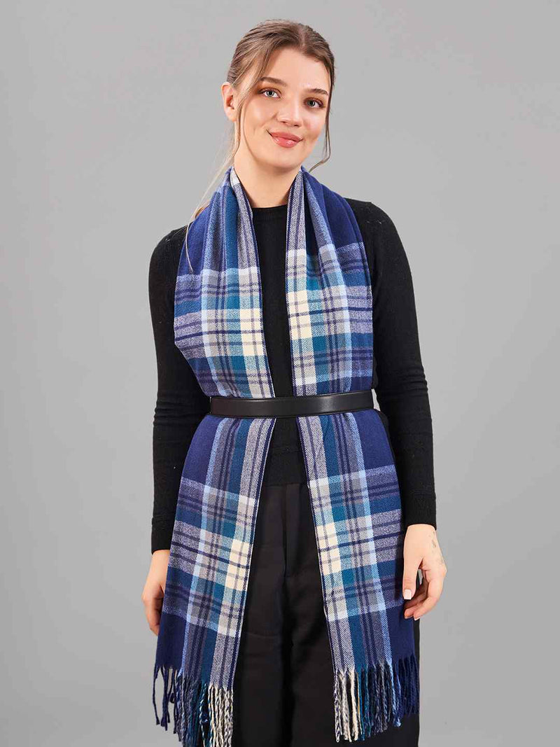 Blue Check Woolen Muffler