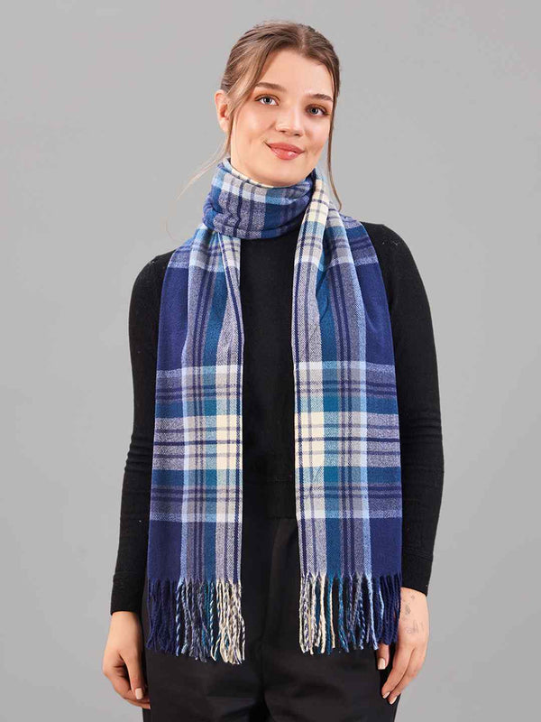 Blue Check Woolen Muffler