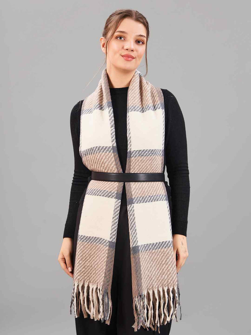 Brown Check Woolen Muffler