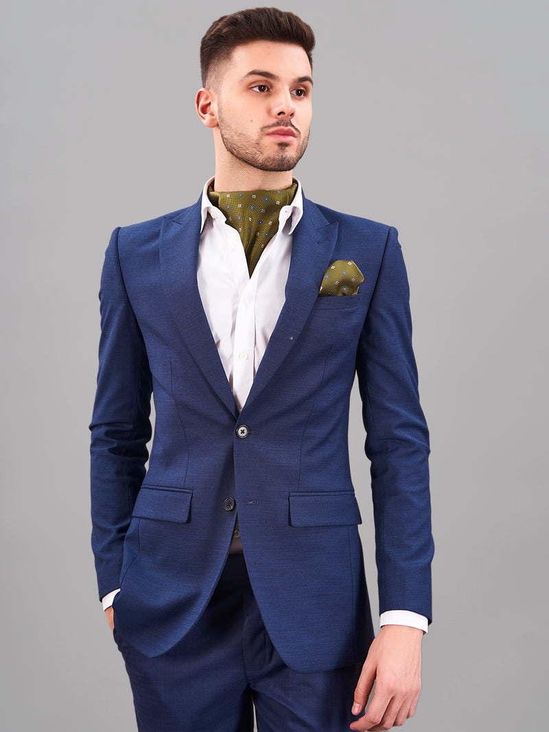 Green Geometric Woven Cravat & Pocket Square Set