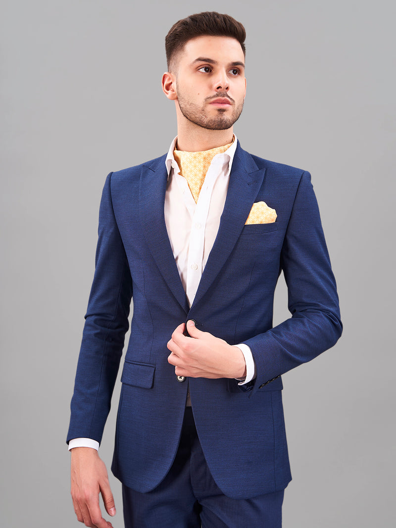 Yellow Geometric Woven Cravat & Pocket Square Set