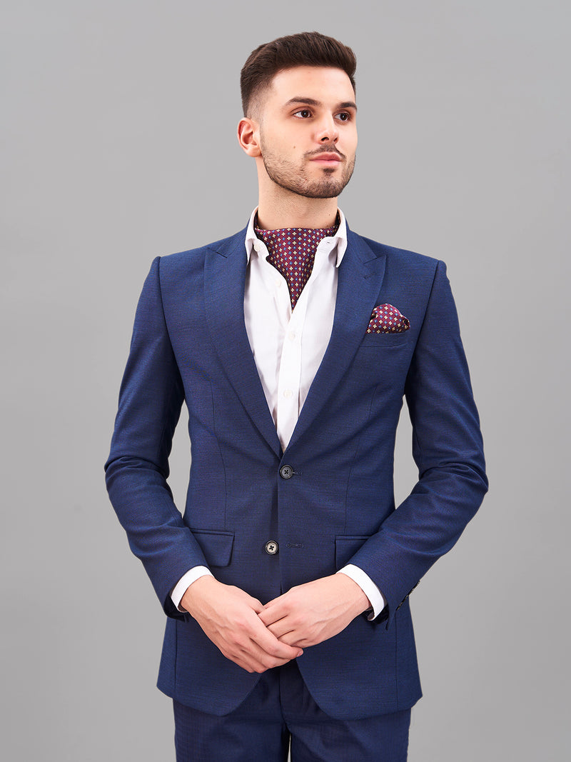 Maroon Geometric Woven Cravat & Pocket Square Set