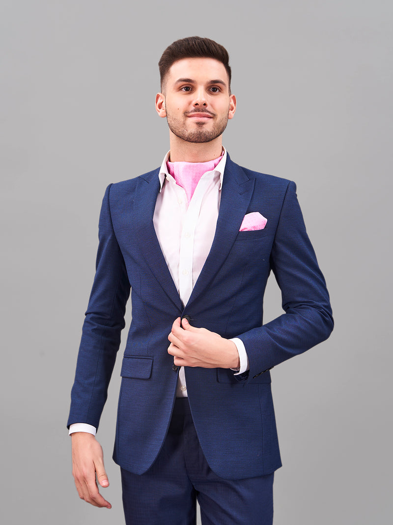 Pink Geometric Woven Cravat & Pocket Square Set