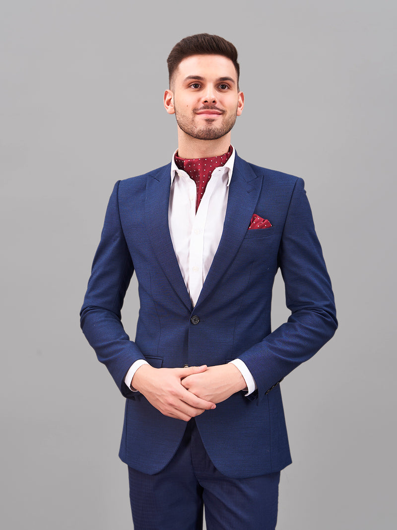 Maroon Geometric Woven Cravat & Pocket Square Set