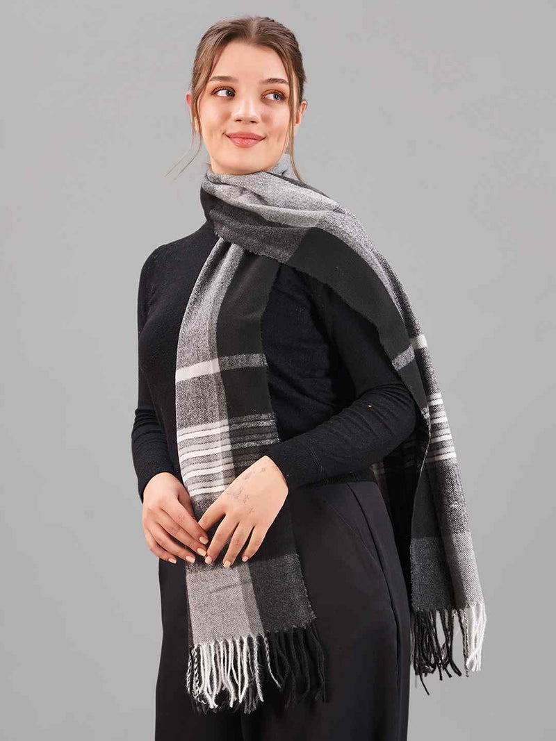 Black & Grey Check Woolen Muffler