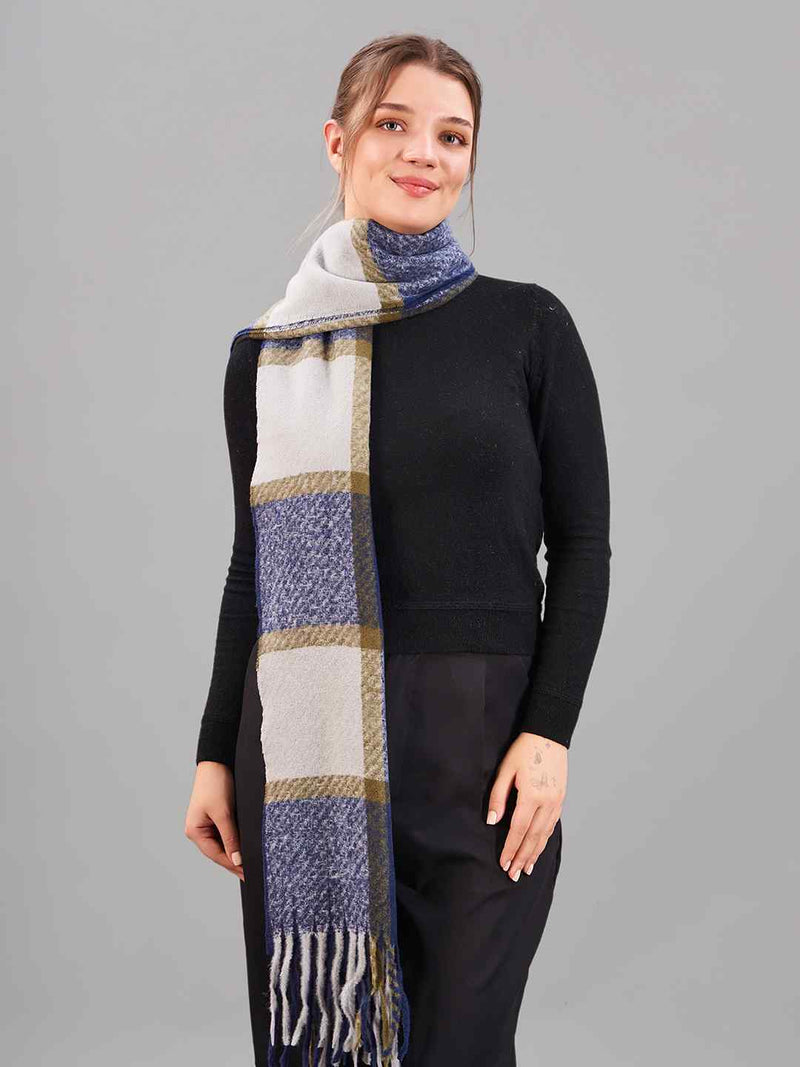 Blue Check Woolen Muffler