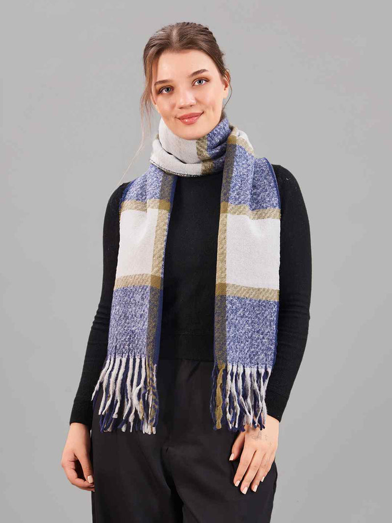 Blue Check Woolen Muffler