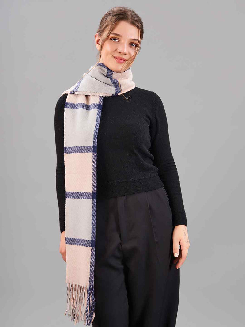 Blue & Pink Check Woolen Muffler