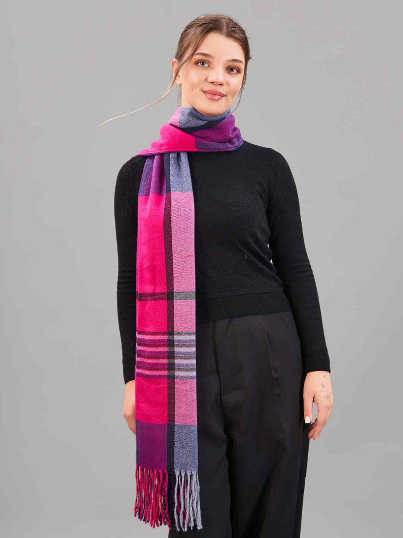 Pink Check Woolen Muffler