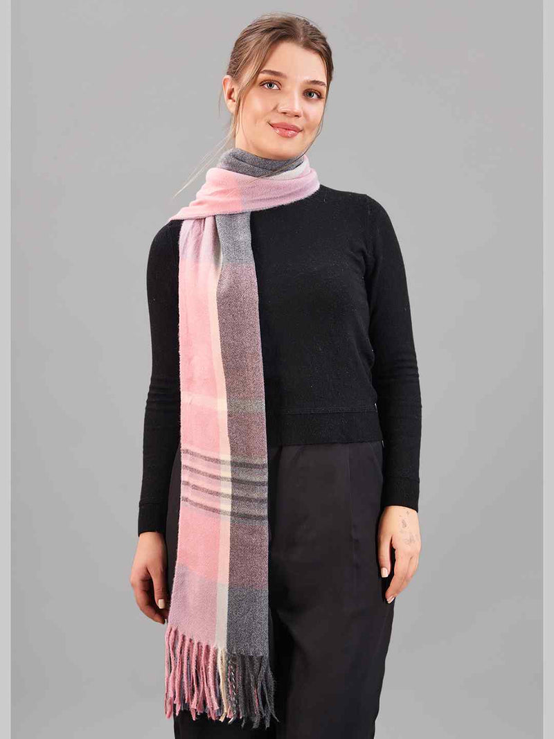 Pink Check Woolen Muffler