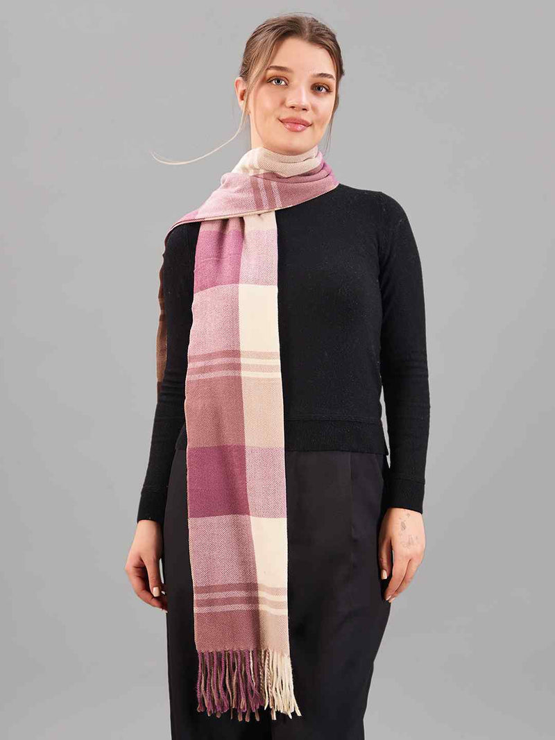 Pink Check Woolen Muffler