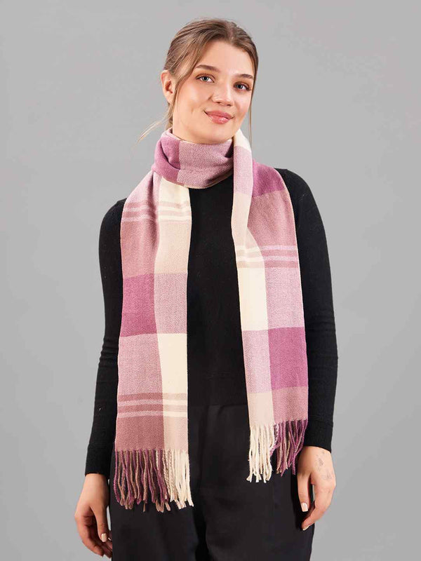 Pink Check Woolen Muffler