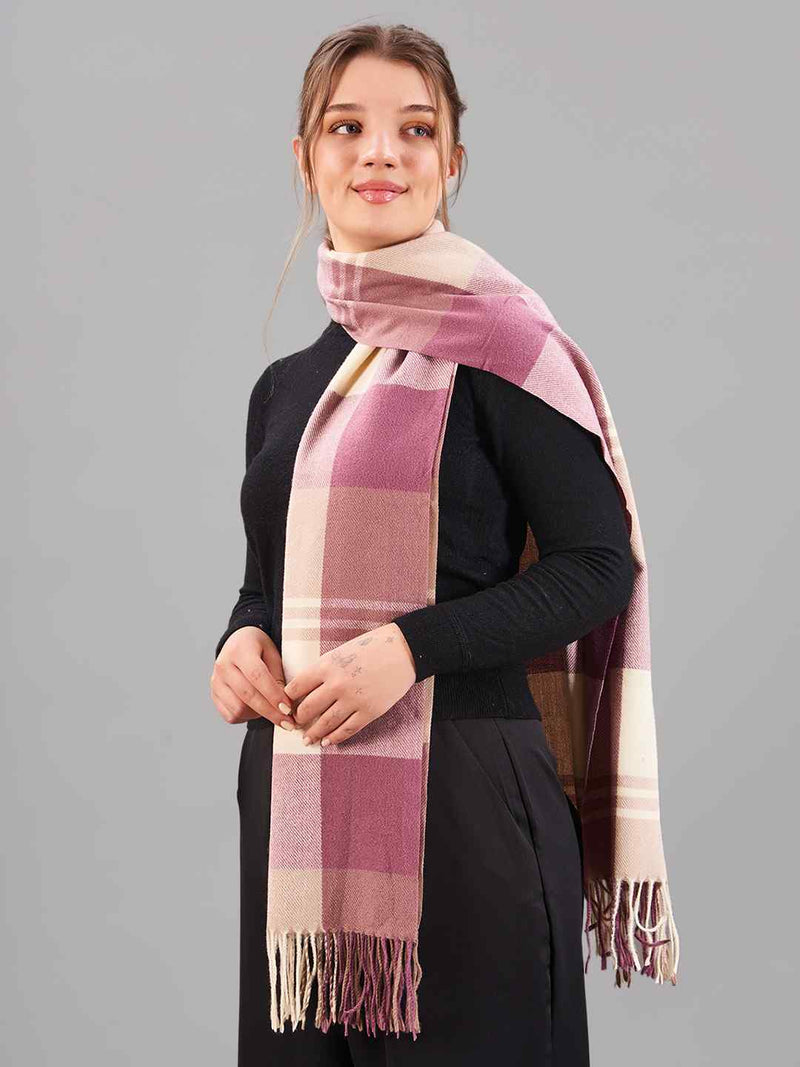 Pink Check Woolen Muffler