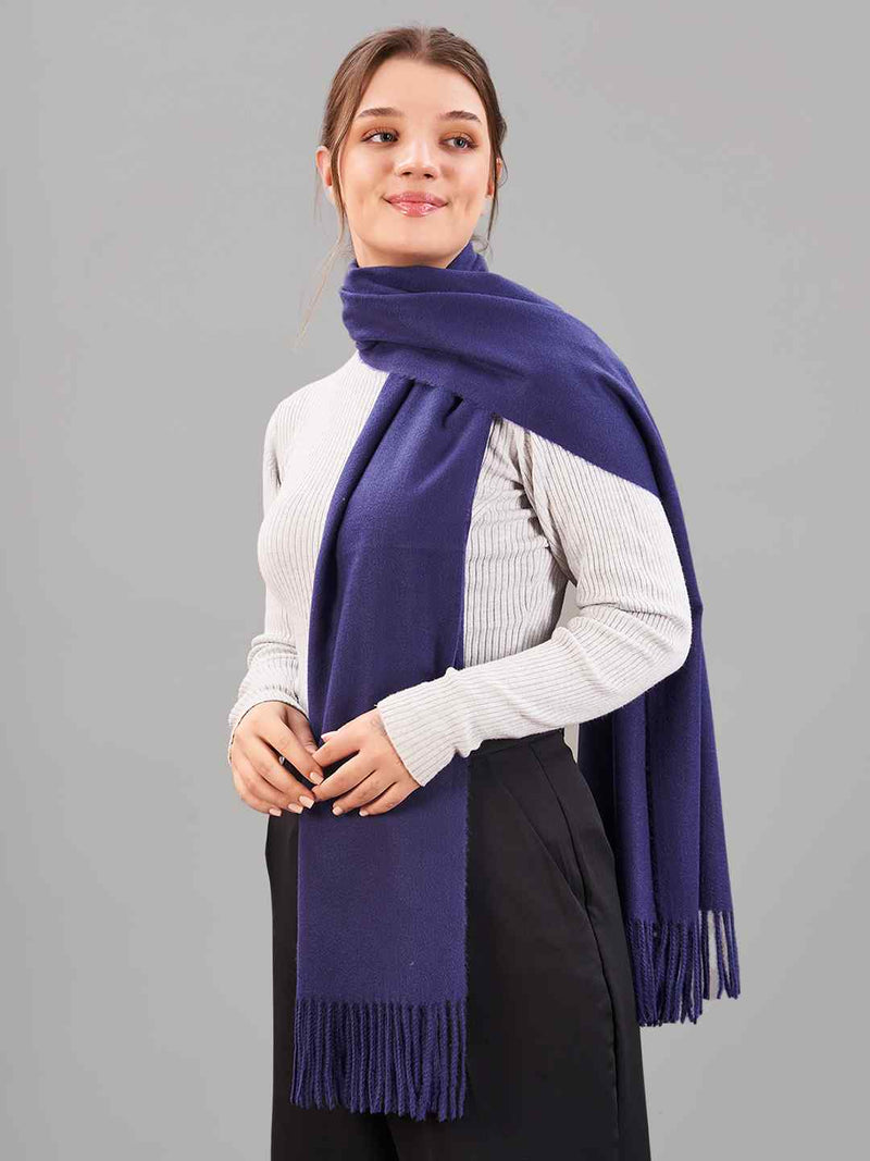 Blue Solid Woolen Muffler