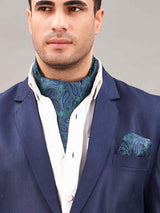 Green Paisley Woven Ascot & Pocket Square