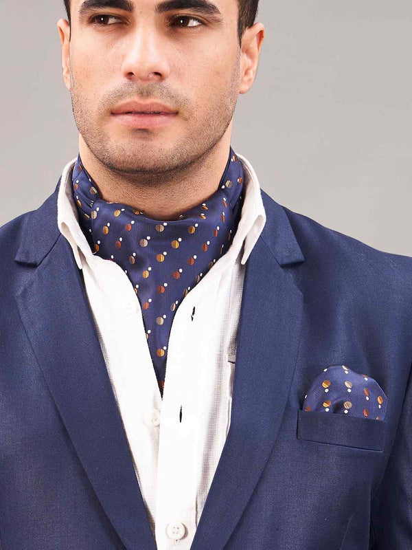 Blue Polka Woven Ascot & Pocket Square