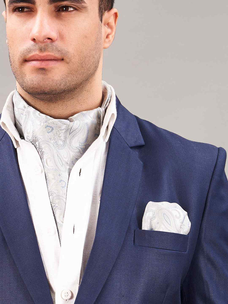 Silver Paisley Woven Ascot & Pocket Square