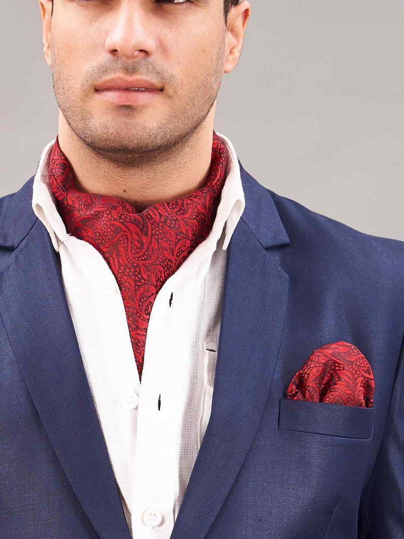 Red Paisley Woven Ascot & Pocket Square