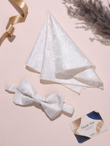 Ivory Paisley Bow Tie & Pocket Square Set