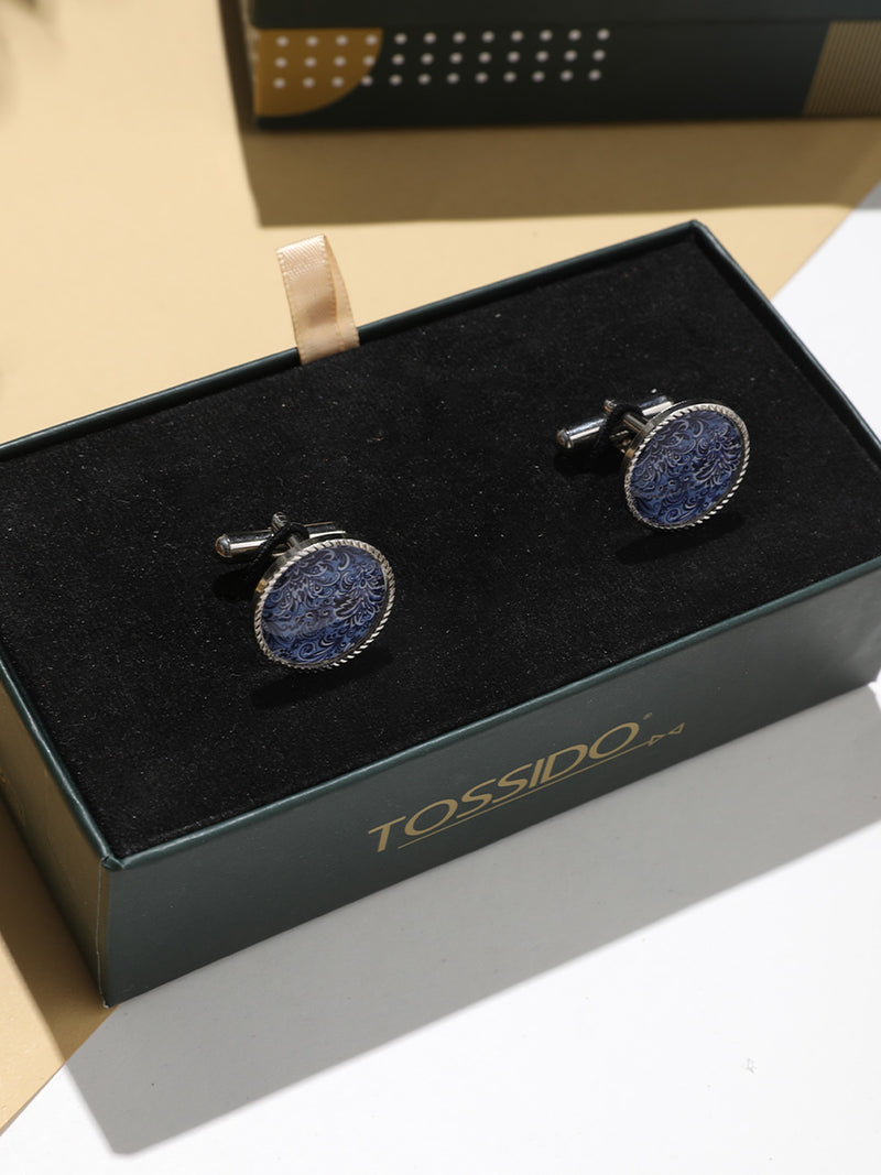 Blue Floral Cufflinks