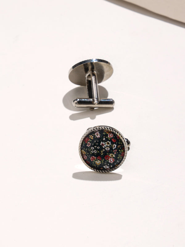 Blue Floral Printed Cufflinks