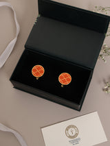 Orange Quatrefoil Cufflinks - TOSSIDO