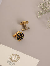 Black Criss-Cross Cufflinks - TOSSIDO