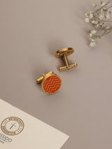 Orange Chevron Cufflinks - TOSSIDO