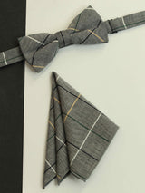 Grey Check Bowtie & Pocket Square Set