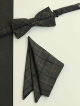 Grey Check Bowtie & Pocket Square Set