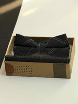 Grey Check Bowtie & Pocket Square Set