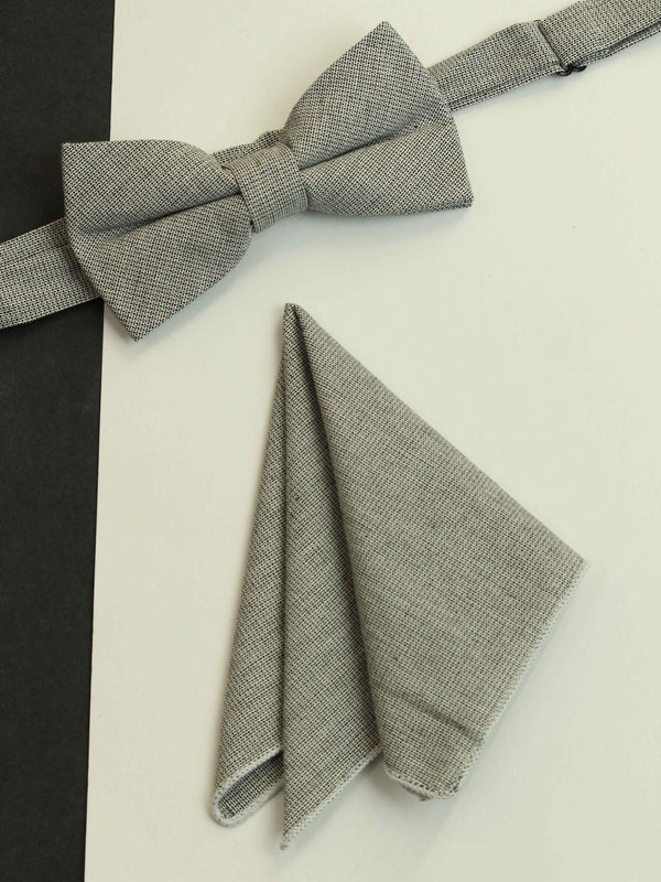 Grey Geometric Bowtie & Pocket Square Set