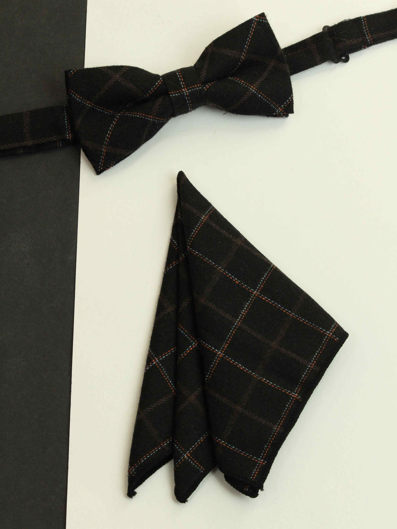 Black Check Bowtie & Pocket Square Set