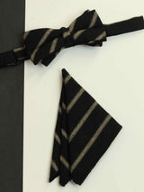 Black Stripe Bowtie & Pocket Square Set