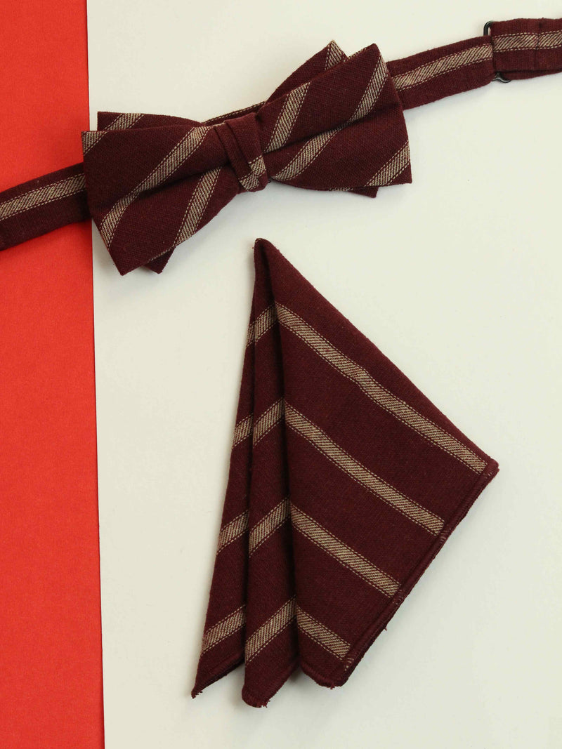 Maroon Stripe Bowtie & Pocket Square Set