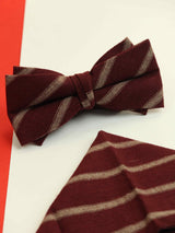 Maroon Stripe Bowtie & Pocket Square Set