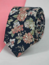 Blue Floral Skinny Necktie