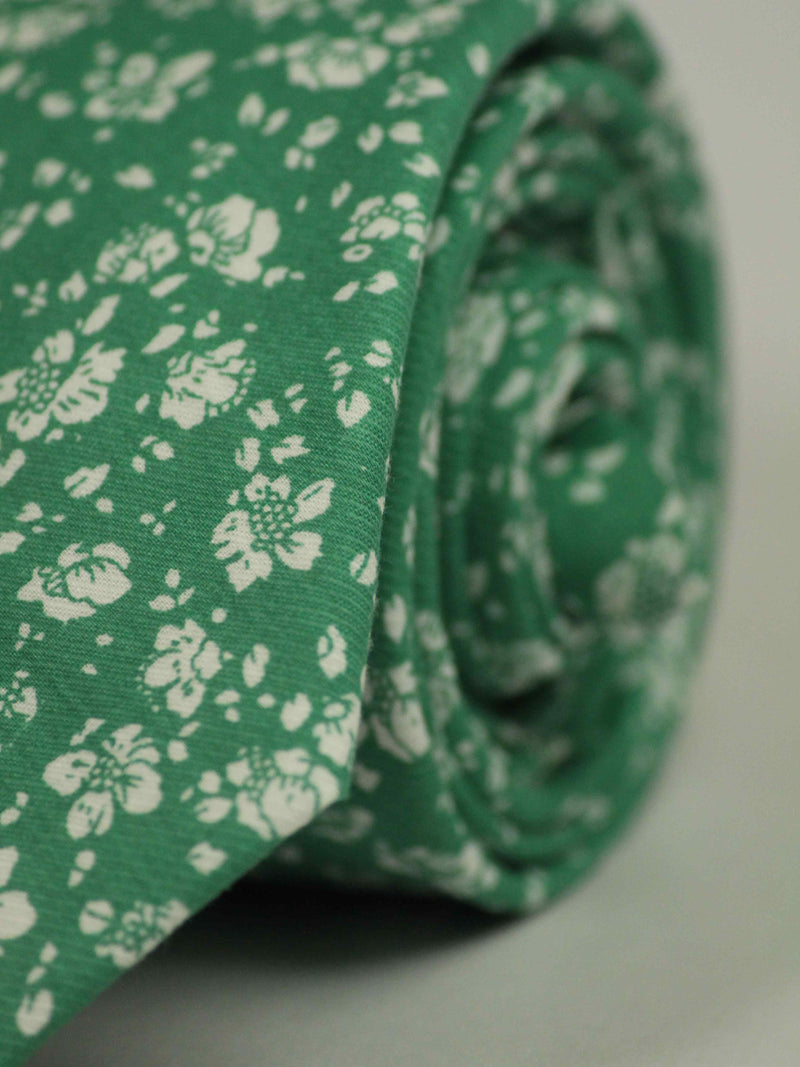 Green Floral Skinny Necktie