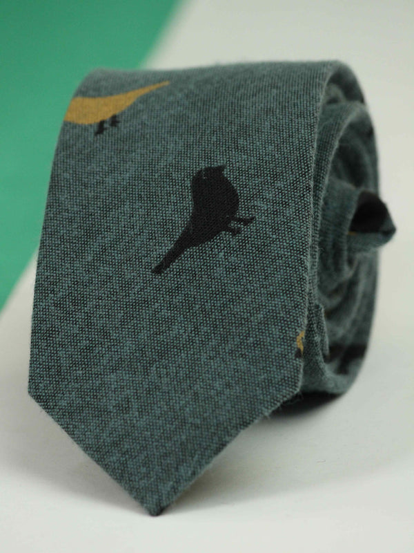 Greenish Grey Novelty Skinny Necktie