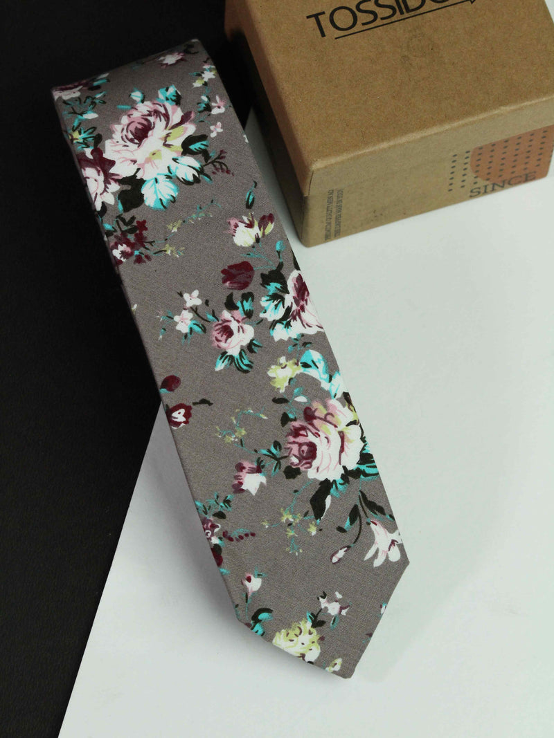 Multicolor Floral Skinny Necktie