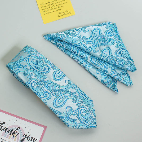 Blue Paisley Necktie & Pocket Square Giftset