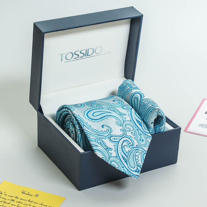 Blue Paisley Necktie & Pocket Square Giftset