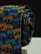 Blue & Mustard Tiger Handmade Silk Necktie