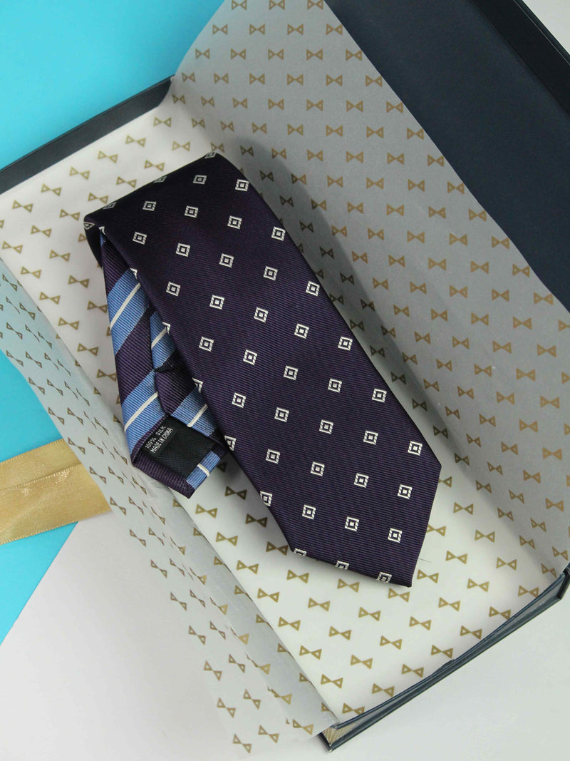 Purple Geometric Silk Necktie