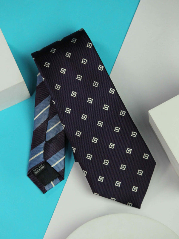 Purple Geometric Silk Necktie