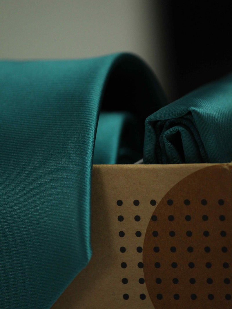 Teal Necktie & Pocket Square