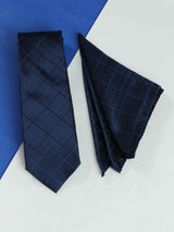 Blue Check Necktie & Pocket Square Giftset