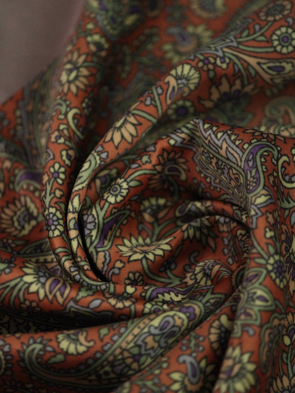 Rust Brown Paisley Pocket Square