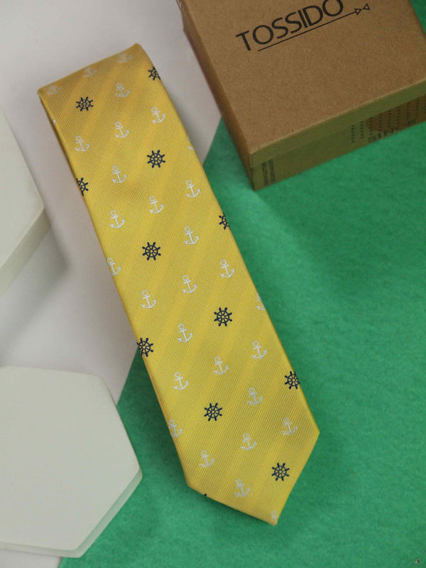 Yellow Anchor Slim Necktie